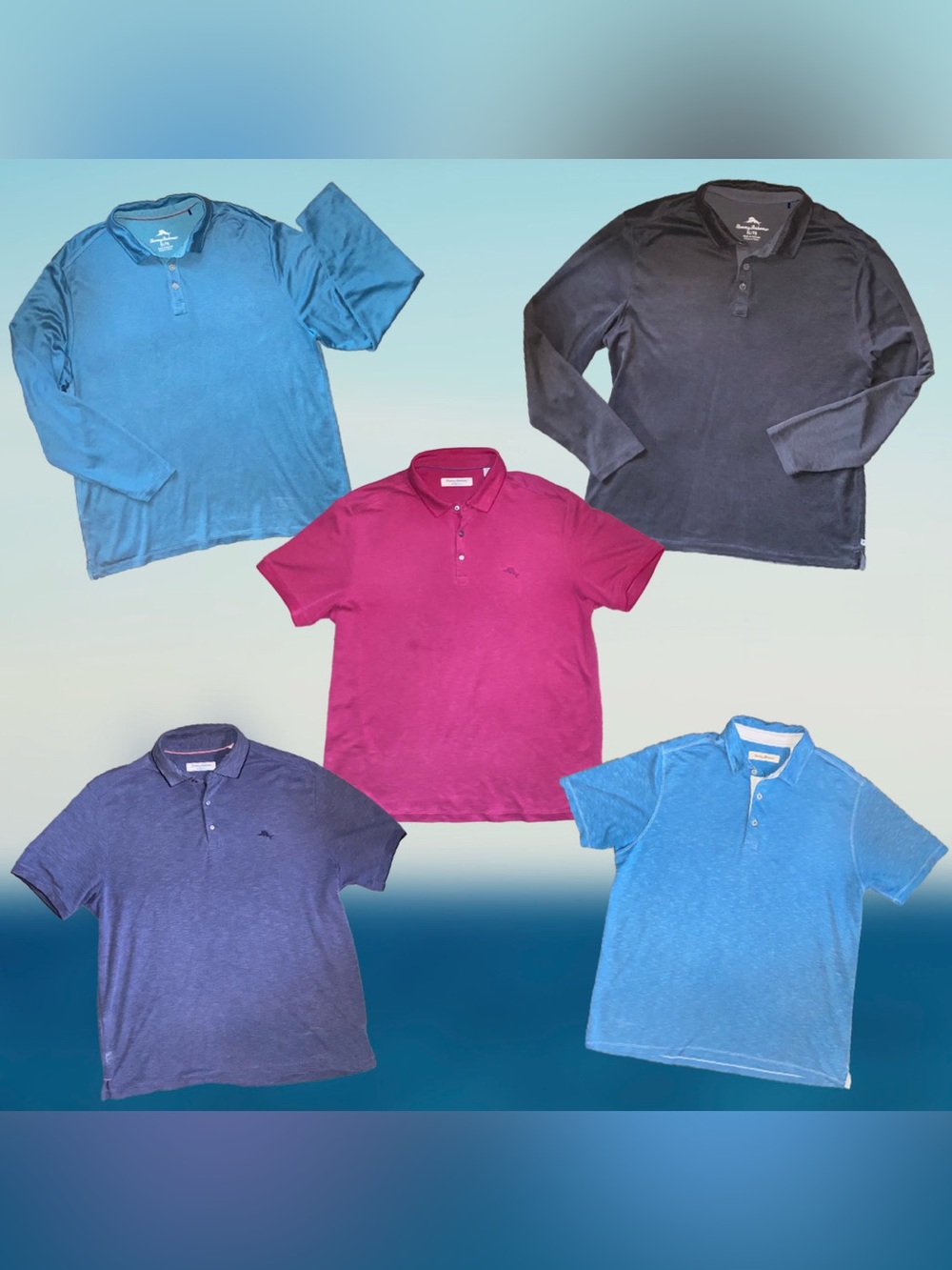 5pc Tommy Bahama Mens XL Short & Long Sleeve Polo Shirt Bundle | Island Zone EUC